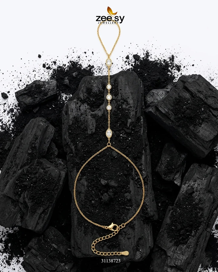 Gilded Crystal Link Finger Bracelet