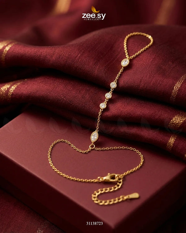 Gilded Crystal Link Finger Bracelet