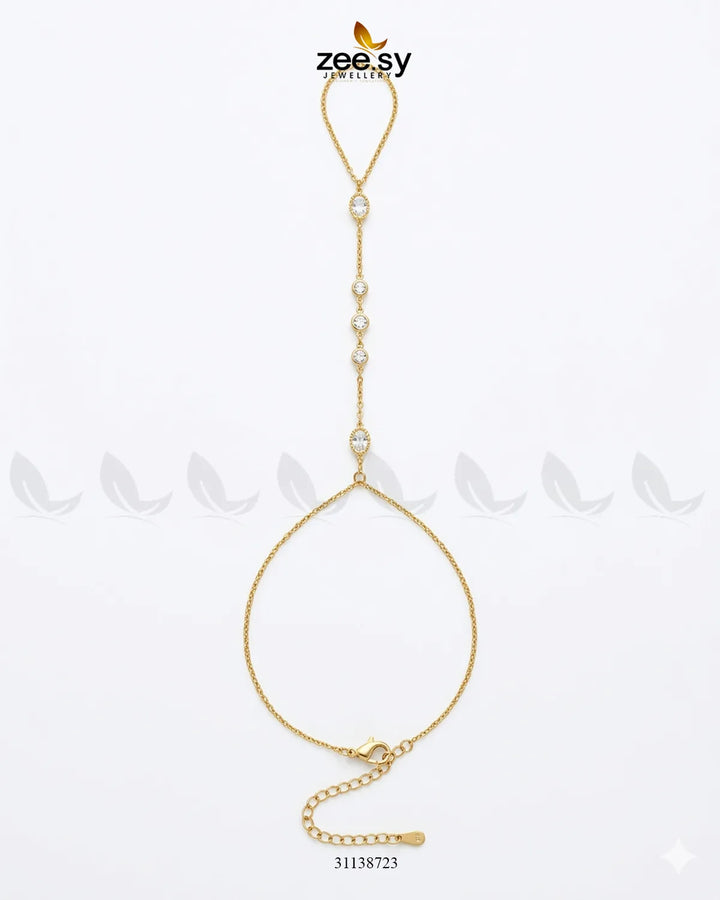Gilded Crystal Link Finger Bracelet
