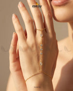 Gilded Crystal Link Finger Bracelet
