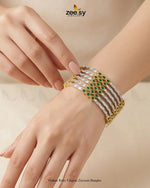 Royal Motif Ornate Jewel Bangles - Green